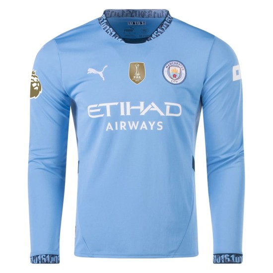 Camiseta de casa RODRIGO Manchester City 2024/25 de manga larga para mujeres