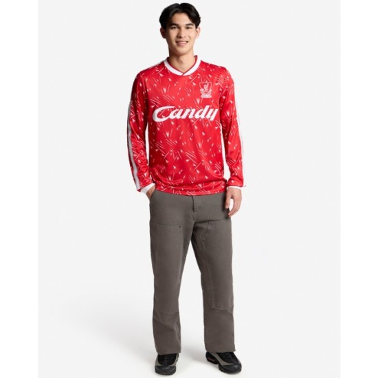 Camiseta retro local Candy manga larga Liverpool 1989/91 de hombre