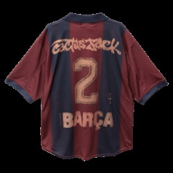 Camiseta Hombre FC Barcelona X TRAVIS SCOTT Retro 2000/01 Home Esqueleto Camiseta Hombre FC Barcelona X TRAVIS SCOTT Retro 2000/01 Home Esqueleto