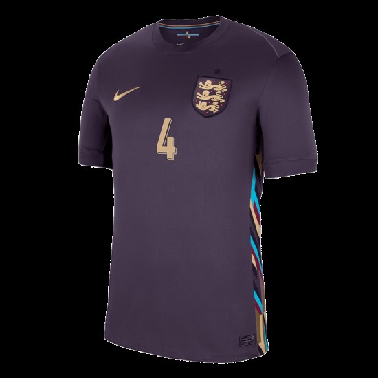 Declan Rice #4 Inglaterra Camiseta de Visita EURO 2024