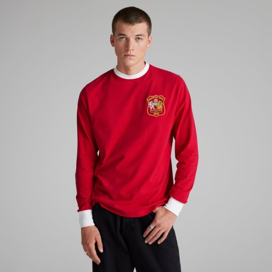 Camiseta retro final FA Cup manga larga Manchester United 1963 de hombre