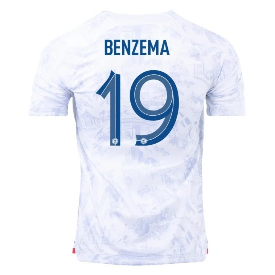 Karim Benzema #19 Francia Camiseta de Visita Mundial 2022 Karim Benzema #19 Francia Camiseta de Visita Mundial 2022