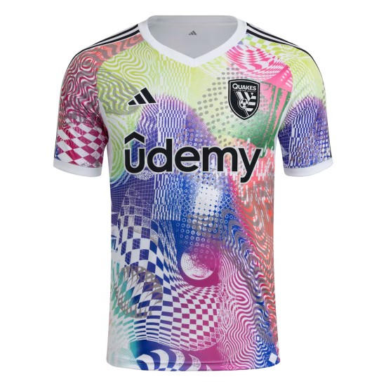 Camiseta Mujer San Jose Earthquakes 2025 Tercera Pre Partido Blanca