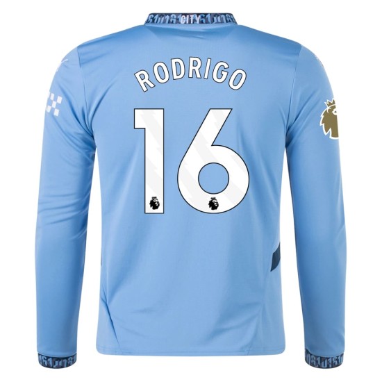 Camiseta de casa RODRIGO Manchester City 2024/25 de manga larga para mujeres