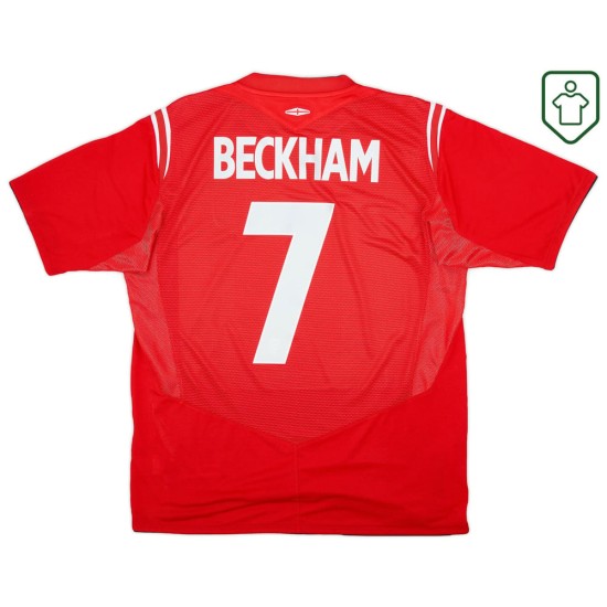 Camiseta retro visitante Inglaterra 2004/06 para hombre Beckham #7