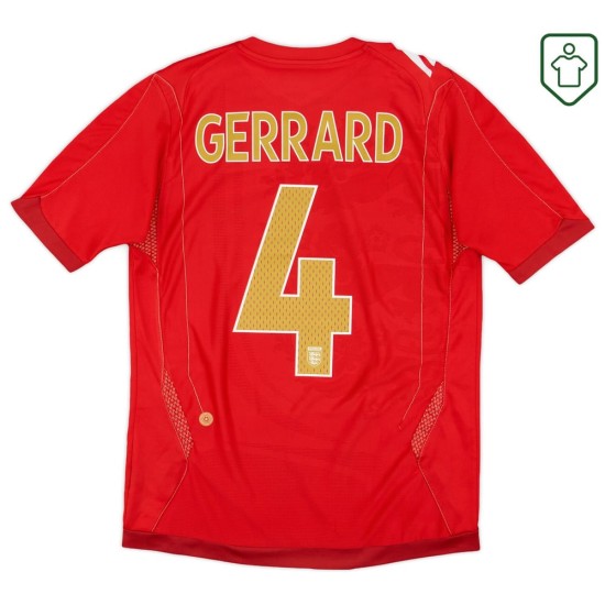 Camiseta retro visitante Inglaterra 2006/08 para hombre Gerrard #4 Camiseta retro visitante Inglaterra 2006/08 para hombre Gerrard #4