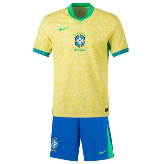 Camiseta+Pantalones Cortos Infantil Brasil de Local Copa América 2024 Camiseta+Pantalones Cortos Infantil Brasil de Local Copa América 2024