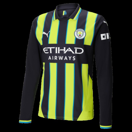 Camiseta de manga larga de visitante de hombres Manchester City 2024/25 Camiseta de manga larga de visitante de hombres Manchester City 2024/25